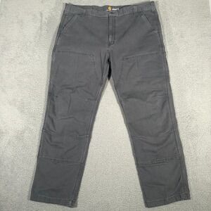 Carhartt Pants Mens 42x32 (Fits 41x31) Gray Double Knee Relaxed Fit Utility Work